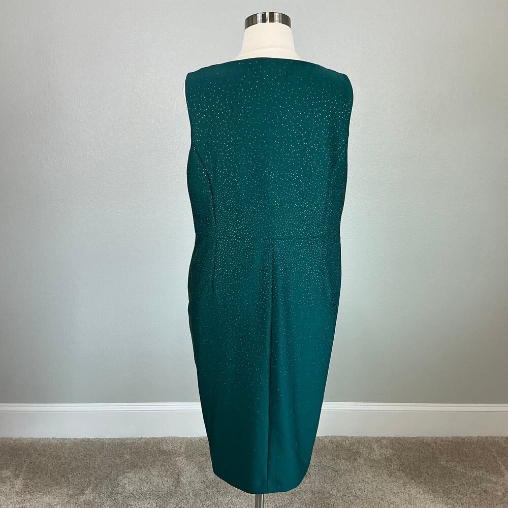 Calvin Klein Green Cocktail Dress Sequin Sleeveless Knee Length Sheath Size 22W - Picture 7 of 13